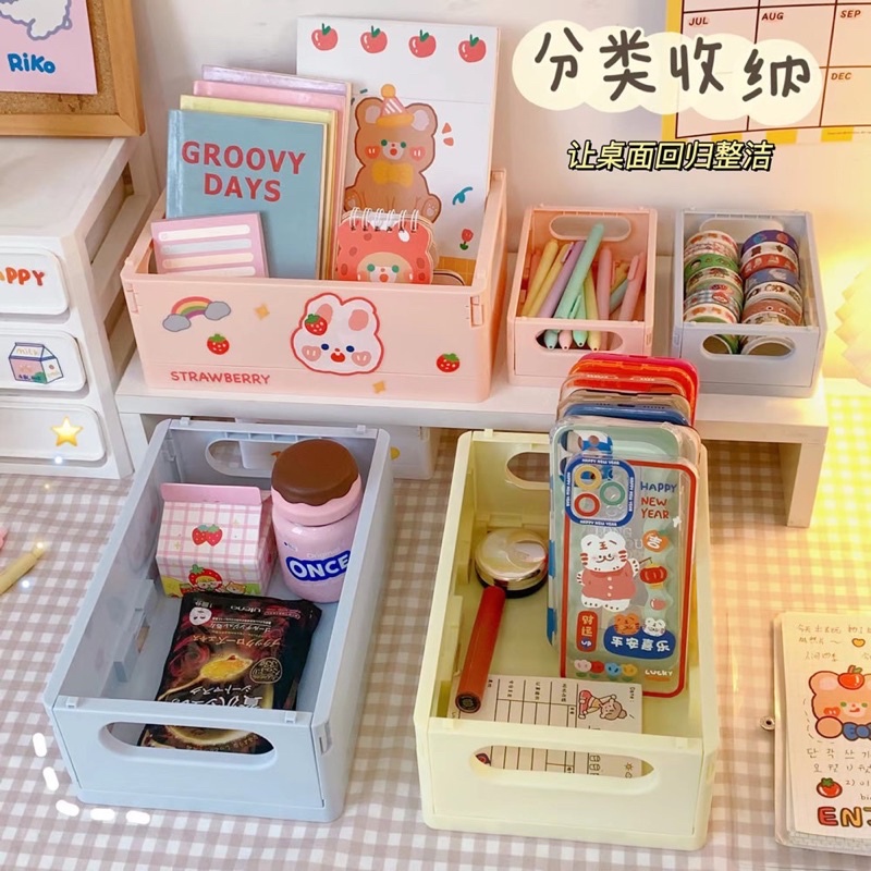 Giỏ Đựng Đồ Đa Năng, Hộp Đựng Đồ Để Bàn Mỹ Phẩm, Phụ Kiện Có Thể Xếp Gọn