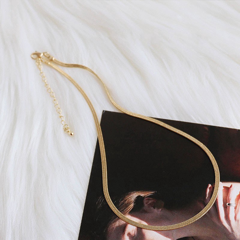 Vòng Cổ Choker Dây Xích Vàng / Bạc Mặt Hình Rắn Phẳng Màu Sắc Sống Động Có Khóa Tôm Hùm Cho Nữ