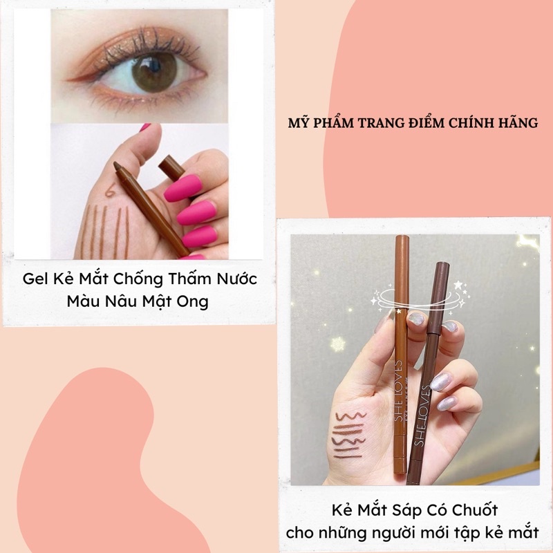 Chì Gel Kẻ Mắt Sáp Màu Nâu Mật Ong Chống Thấm Nước Waterproof Eyeliner