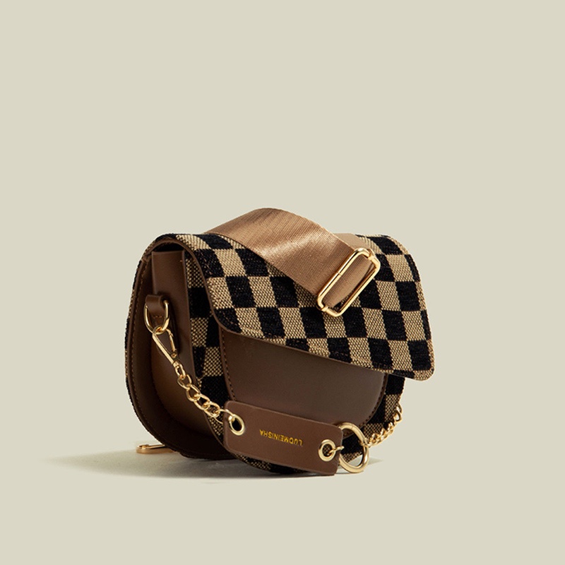 IELGY Túi đeo chéo vai họa tiết ô vuông thời trang sành điệu cho nữ