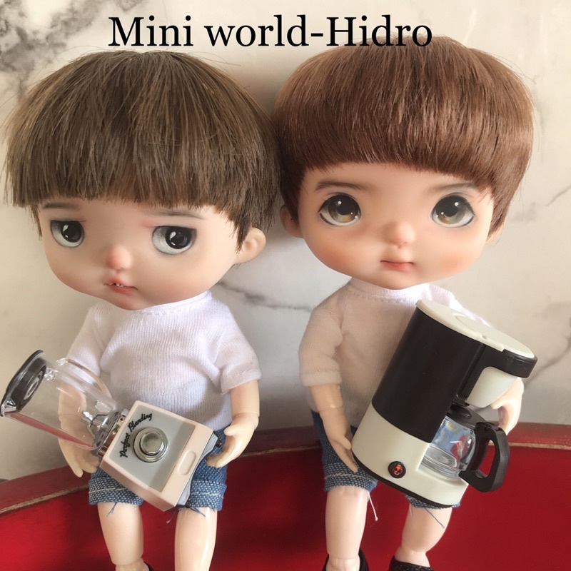 Đồ chơi, phụ kiện, nội thất máy xay sinh tố, máy pha cafe mini tí hon dùng cho Búp bê BJD 1/12, 1/8 trang trí. Combo