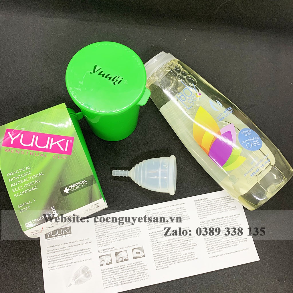 Combo Cốc nguyệt san Yuuki và Dung dịch vệ sinh cốc Hàng Chính Hãng