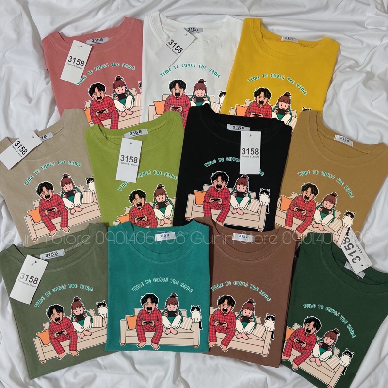 Áo Thun 3158 In Hình Couple Form Rộng Unisex Chất Cotton Khô Loại 1, Thoáng Mát, Thấm Hút Mồ hôi - GUNN