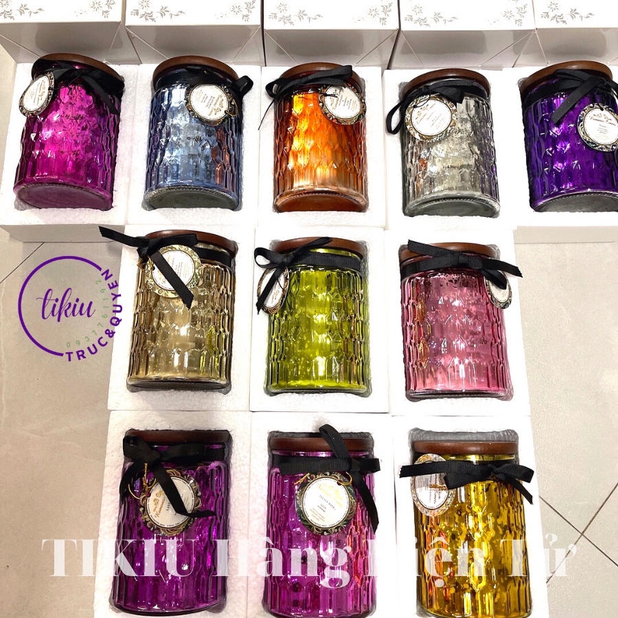 Nến Thơm Phòng Từ Sáp Dừa Tinh Dầu Tự Nhiên Cao Cấp Romantic Times Nắp Gỗ 3 Tầng Hương TIKIU Thư Giãn, Không Khói Decor