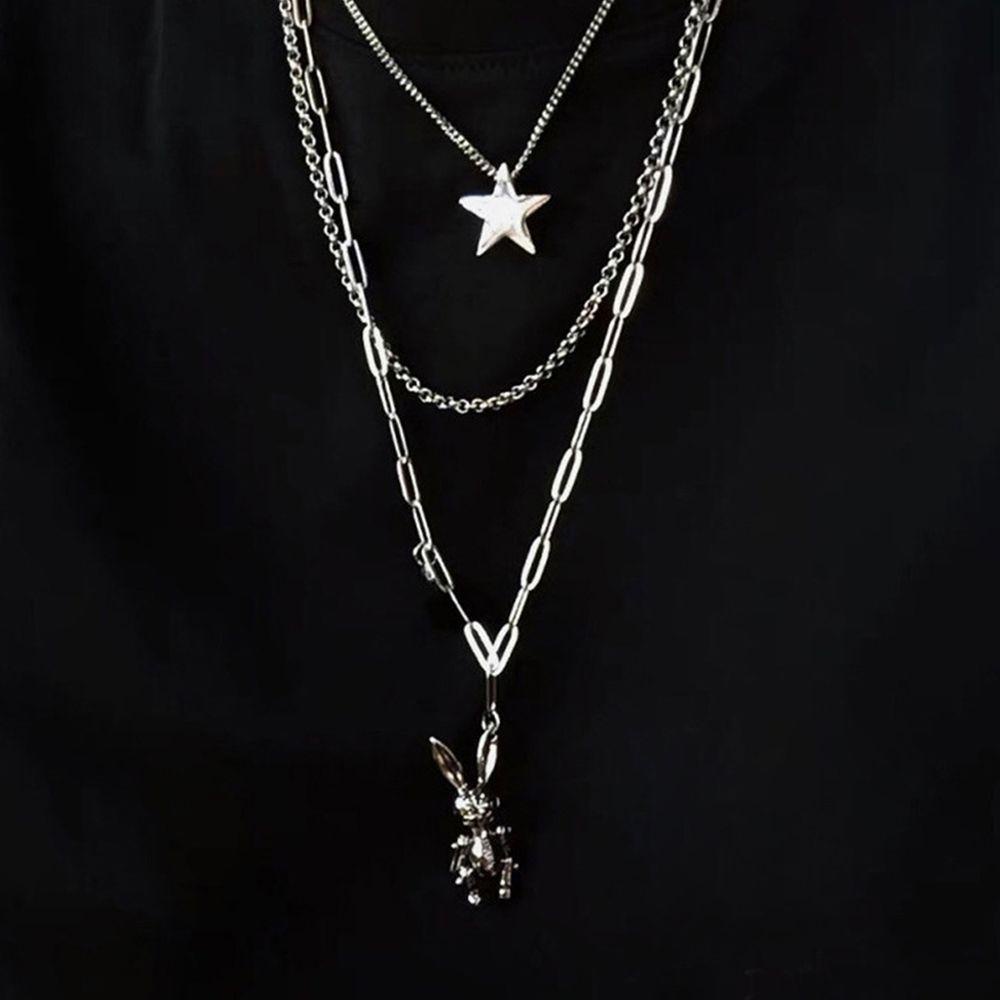 Vòng cổ Mặt Hình Thỏ Ngôi Sao Năm Cánh Đính Đá Lấp Lánh Phong Cách Hàn Quốc