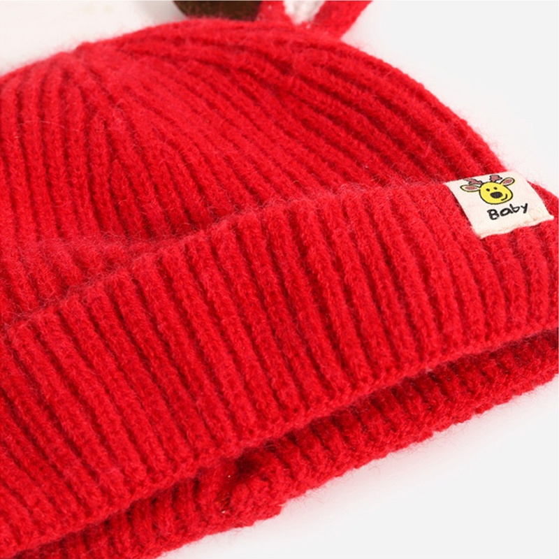 Bộ 3 Món Nón + Găng Tay + Khăn Choàng + Nón Len Hình Tuần Lộc Giáng Sinh Dễ Thương Cho Bé