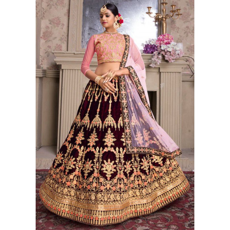 Lehenga Ấn Độ nhung thêu cao cấp (hàng order)