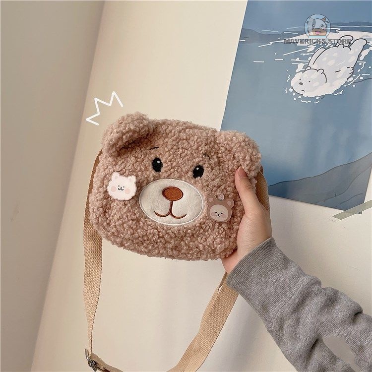 Túi đeo vai hình gấu bông dễ thương phong cách Retro Hàn quốc