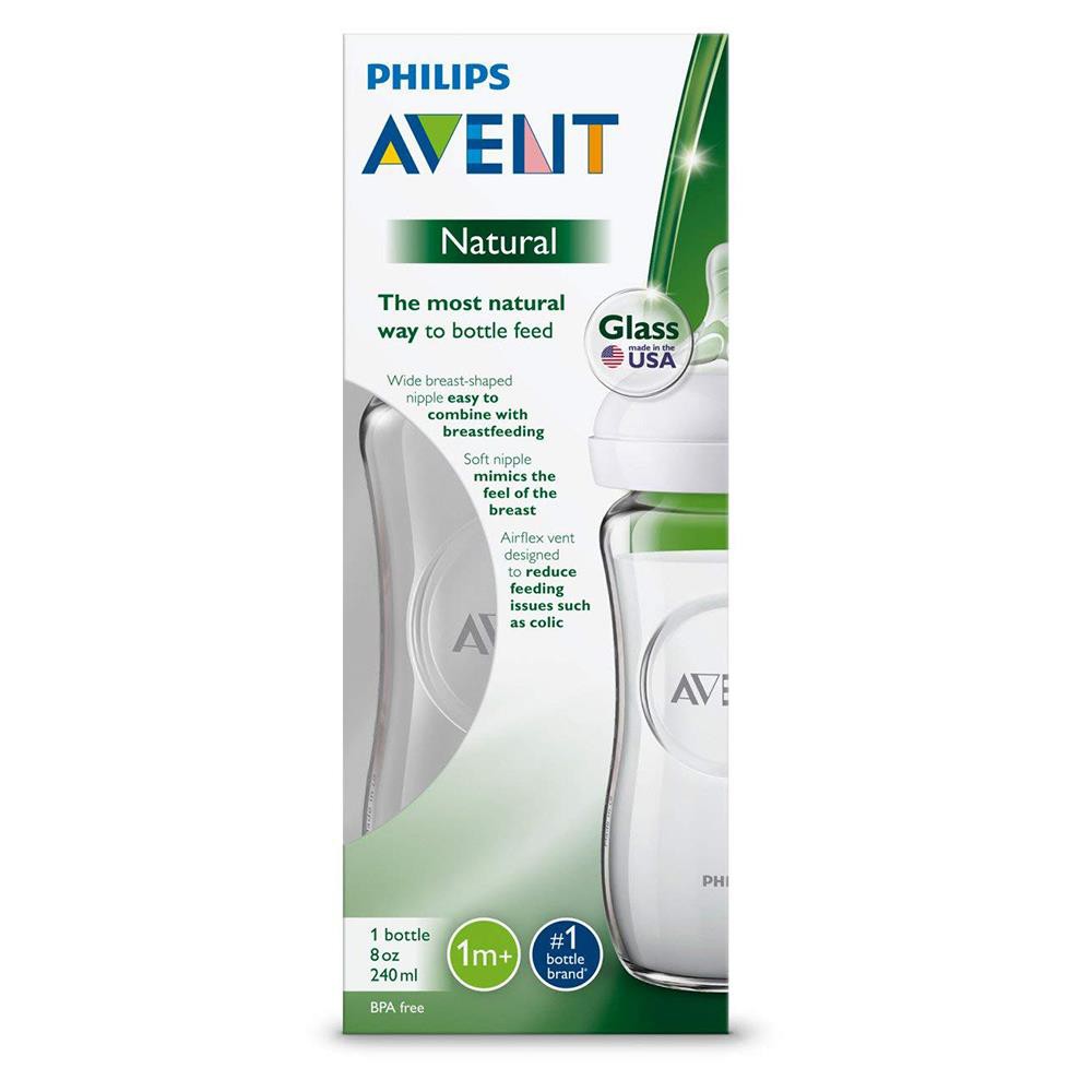 Bình sữa thủy tinh Avent Natural núm mềm dung tích 150ml và 240ml