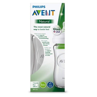 Bình sữa thủy tinh Avent Natural núm mềm dung tích 150ml và 240ml