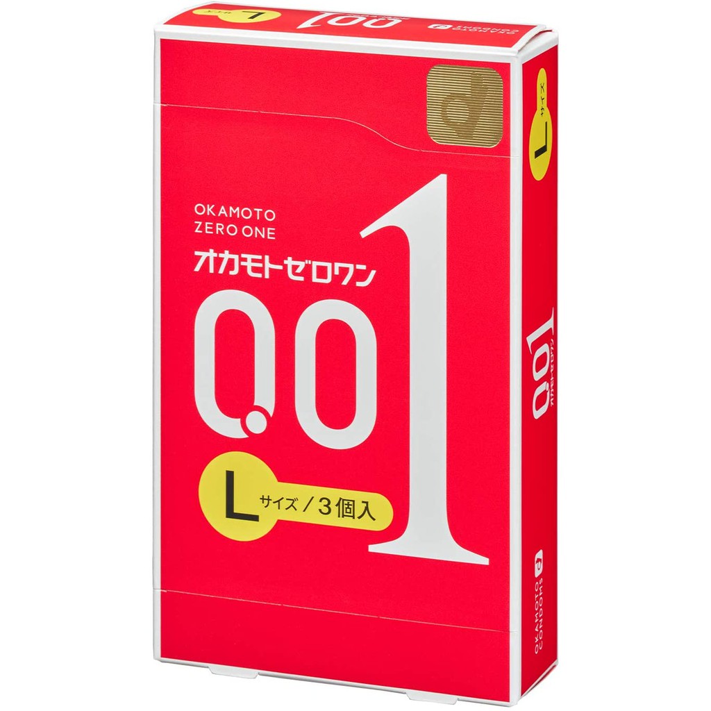 [Size L] 01 hộp bao cao su Okamoto Zero One 0.01mm - 1 hộp 03 chiếc - Bao cao su mỏng nhất thế giới