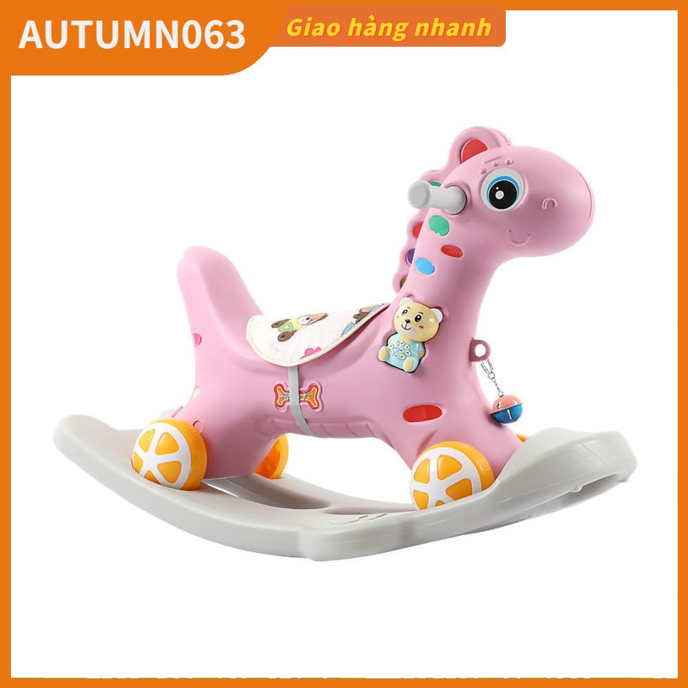 Ngựa bập bênh bằng nhựa Mục đích kép trong nhà Bập cho bé Xe trượt Đồ chơi ngựa trẻ em Quà tặng Autumn063