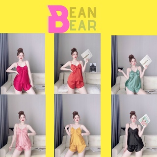 -Đồ bộ lụa satin,đồ ngủ lụa 2 dây chất lụa satin Bear&Bean.Store freesize đến 55kg