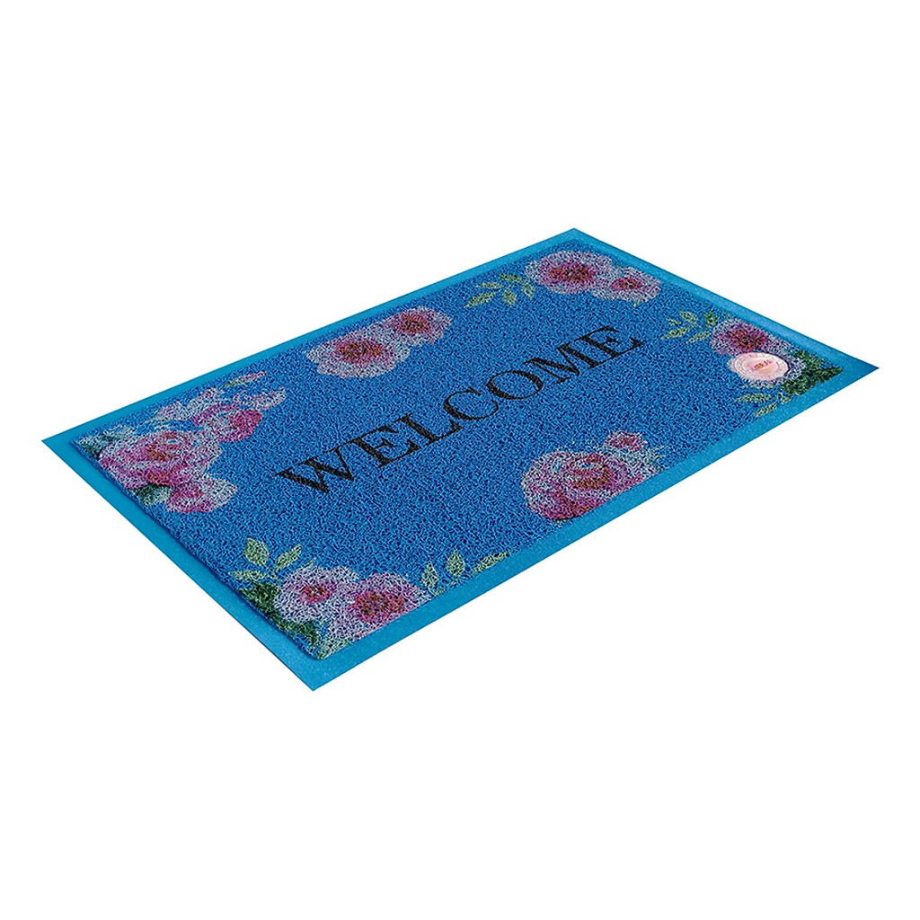 Thảm WELCOME 3A Hoa Văn Tiện Nghi 40x60 Xanh