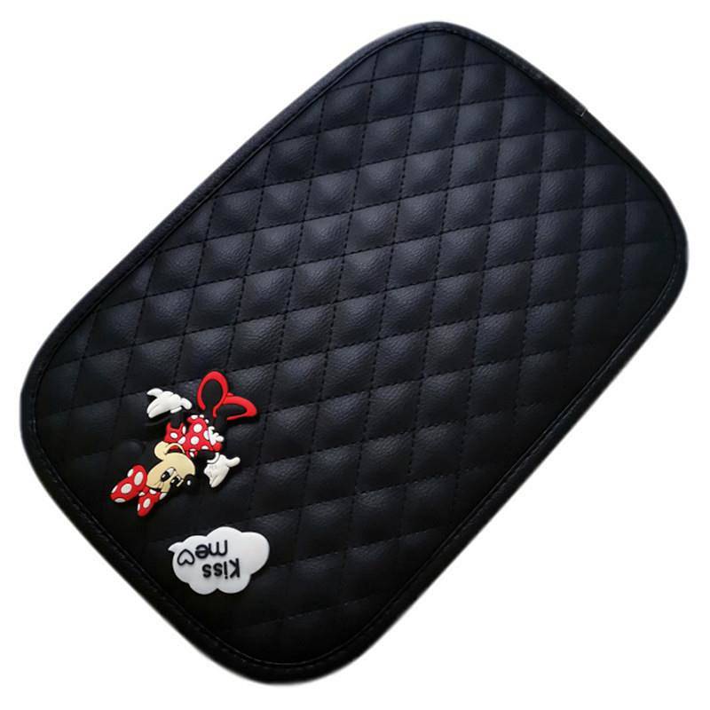 Creative Cute Car Central Armrest Box Mat Universal Car Cartoon Decorative Leather Car Women's Gloves tKYJ