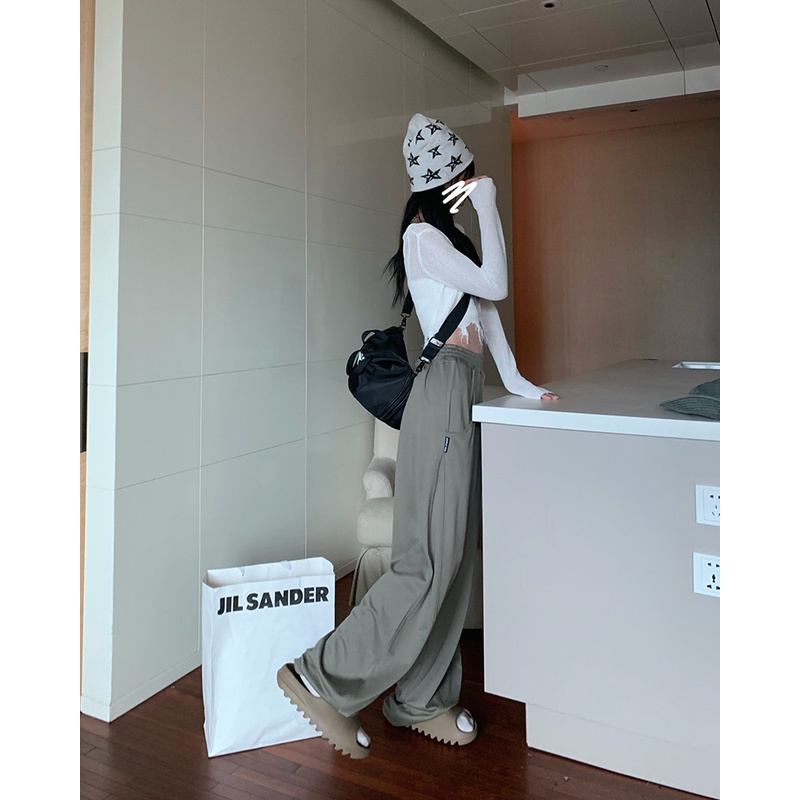 Quần Kaki Ống Rộng Lưng Cao Phong Cách retro Mới