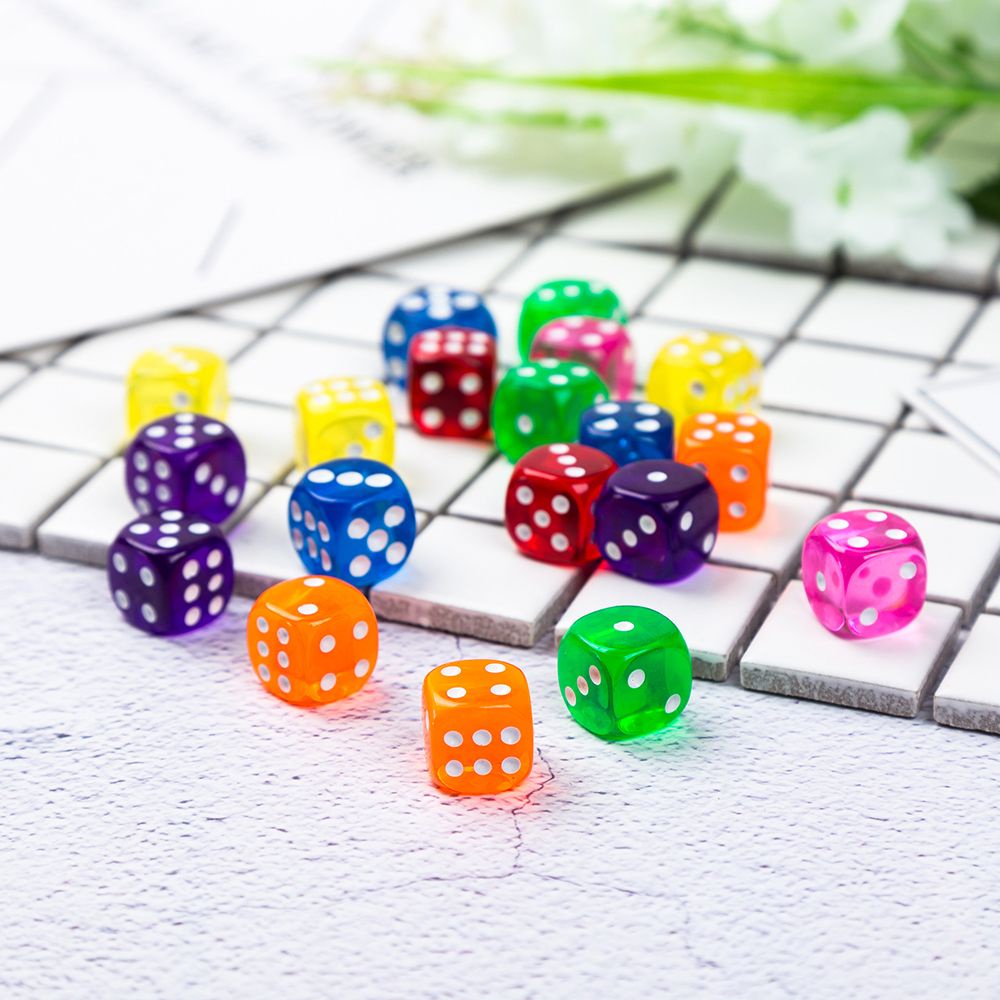 DARON 10pcs Dice Clear Table Games Board Game Bar Party Colorful Cubes Digital Acrylic Gambling/Multicolor