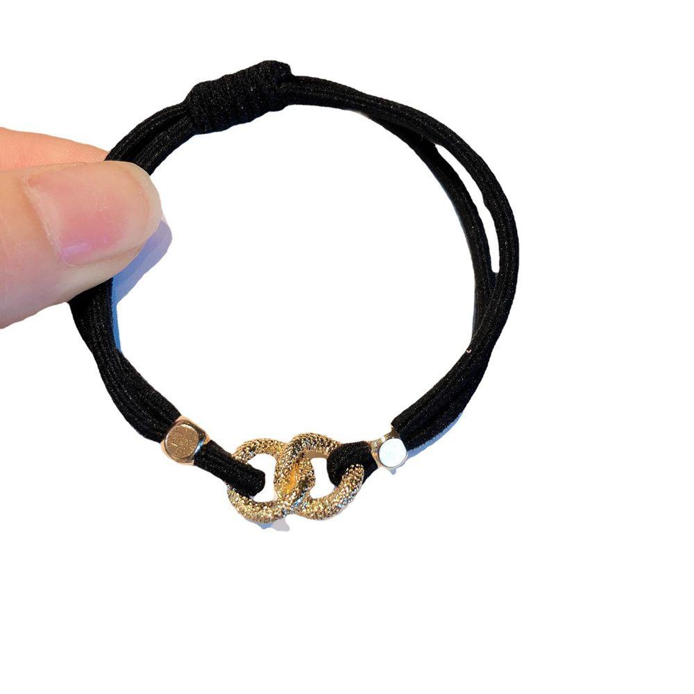 NICKOLAS Dây Buộc Tóc Cao Su Co Giãn Hai Vòng Kim Loại Cổ Điển Đơn Giản Dành Cho Bạn Nữ