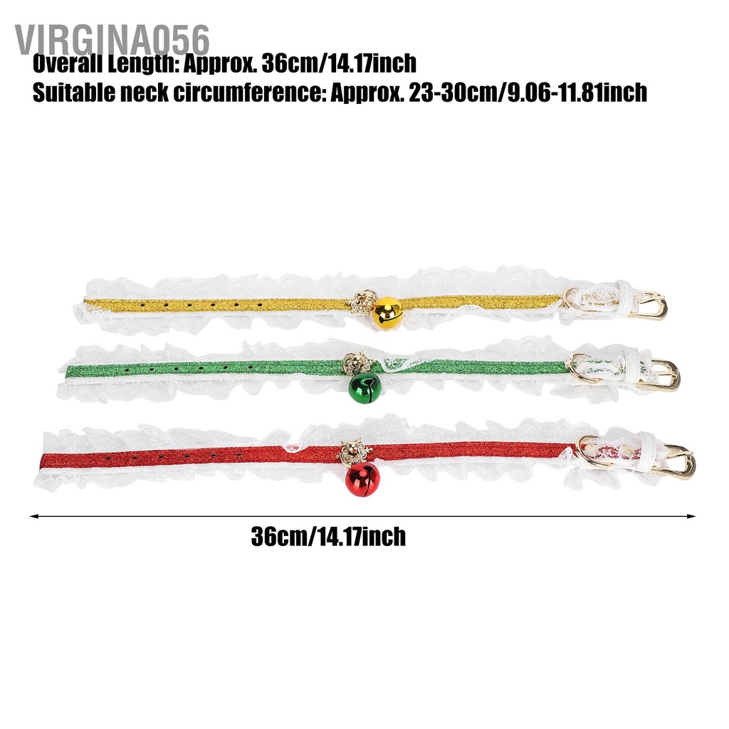 Virgina056 3 CÁI Giáng Sinh Pet Collar Trang Trí Chuông Ren Đẹp Cho Chó Mèo Nhỏ
