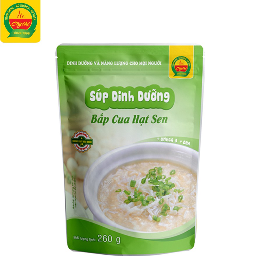 Súp Dinh Dưỡng Bắp Cua Hạt Sen - Thương Hiệu Cây Thị - Mở gói ăn ngay 260g