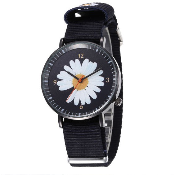Đồng hồ Unisex Quartz dây vải hình hoa cúc trắng thời trang cực hot 2020