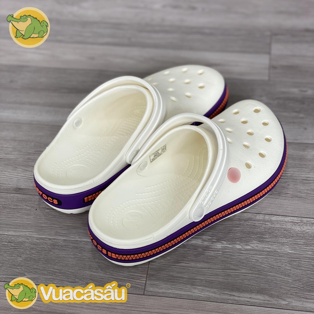 Dép CROCS BAND ZIPPER Nam Nữ màu Trắng, Form đẹp, Mềm Nhẹ và Êm Ái, Không mùi, chống trơn trượt  - Vua Cá Sấu
