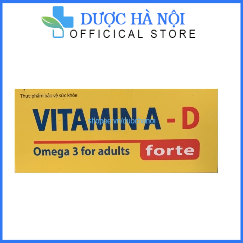 Viên uống Vitamin A D, Omega 3 bổ sung vitamin giảm nguy cơ khô mắt, mỏi mắt, còi xương, hỗ trợ đẹp da, Hộp 100 Viên