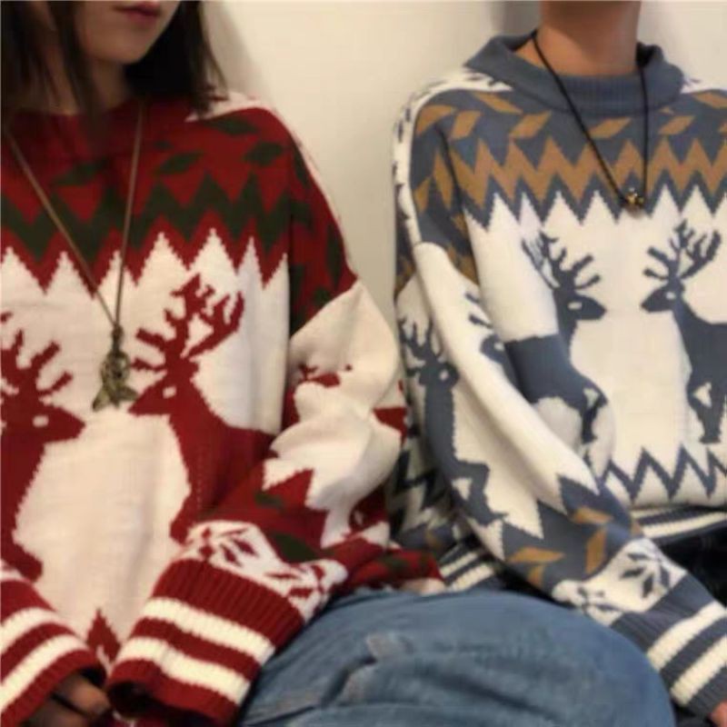 [NÊN THỬ] ÁO LEN NAM NỮ COUPLE PHONG CÁCH GIÁNG SINH NOEL CHẤT LEN TO ĐẸP