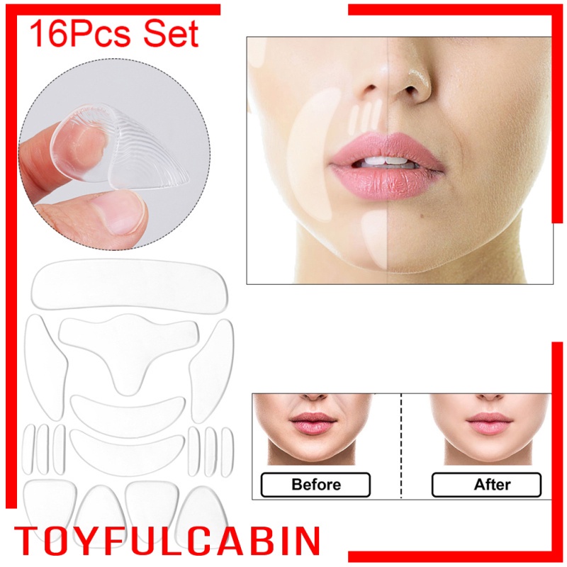 [Hàng mới về] Bộ 16 miếng dán xóa nếp nhăn cho khuôn mặt có thể tái sử dụng