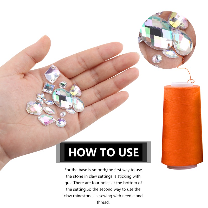 Qiao Bộ Phụ Kiện May Vá Đính Đá Pha Lê Kim Cương Giả Lấp Lánh Trang Trí May Vá Trang Phục May Vá