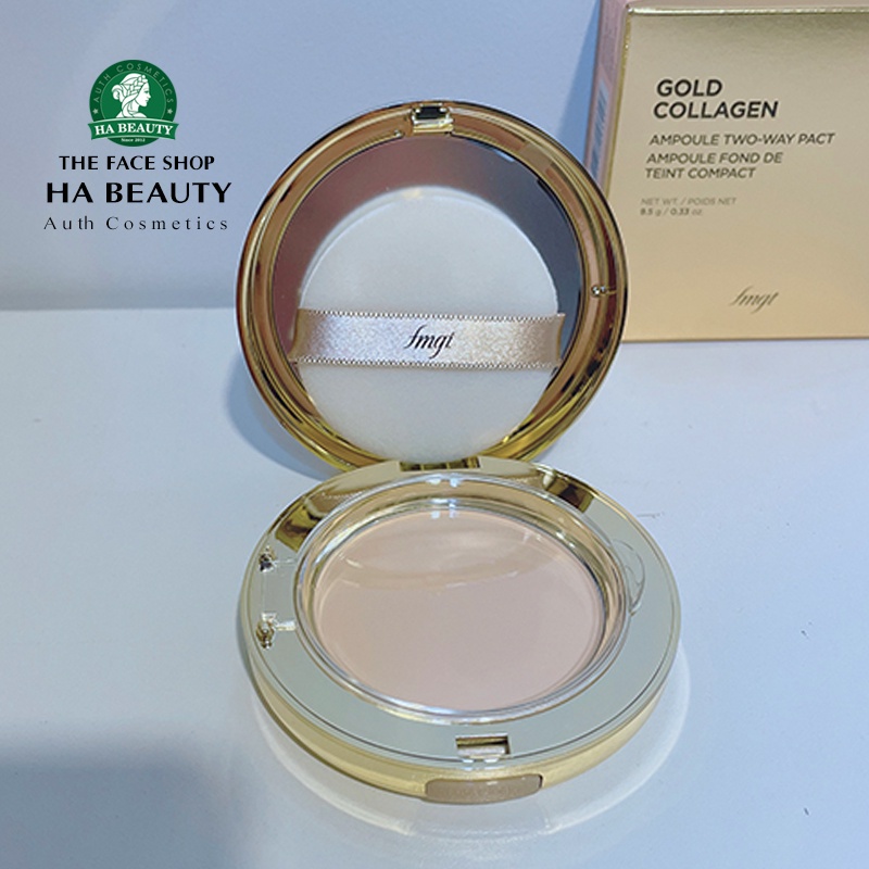 Phấn phủ trang điểm dưỡng da chống nắng Gold Collagen Ampoule Two Way Pact The Face Shop fmgt 9.5g SPF30+PA+++