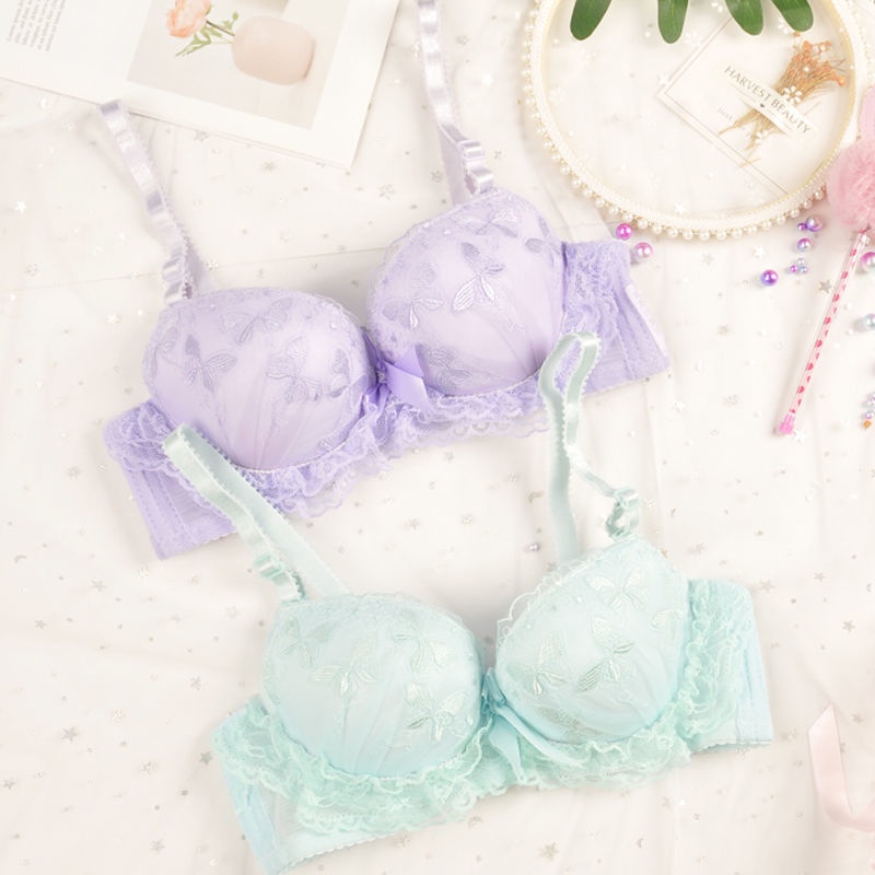 Set Đồ Lót Ren Toàn Bộ Cúp Ngực Quyến Rũ Phong Cách Nhật Bản