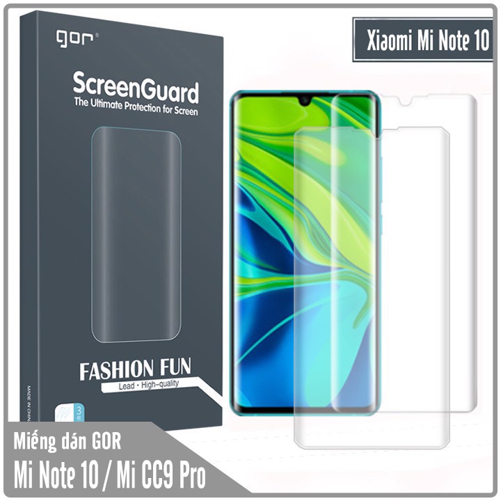 Bộ 2 miếng dán dẻo 3D hãng Gor cho Xiaomi CC9 Pro / Mi Note 10 trong suốt chống bám vân tay ôm trọn màn hình cong máy