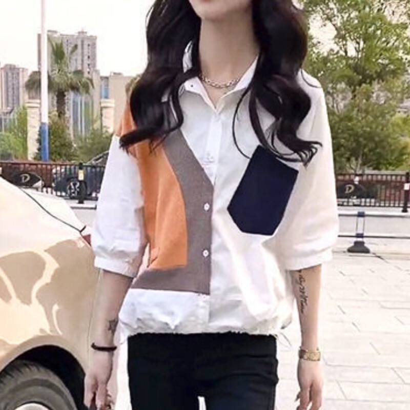 Áo Sơ Mi Dáng Rộng Tay Ngắn Cỡ Lớn Phong Cách Hàn Quốc Thời Trang Cho Nữ 2022