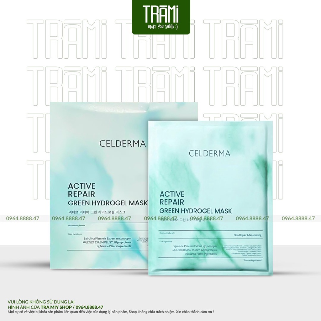 [CHÍNH HÃNG] Mặt Nạ Tảo Biển Dưỡng Ẩm, Chống Lão Hóa Celderma Active Repair Green Hydrogel Mask Hộp 4 Miếng Hàn Quốc.