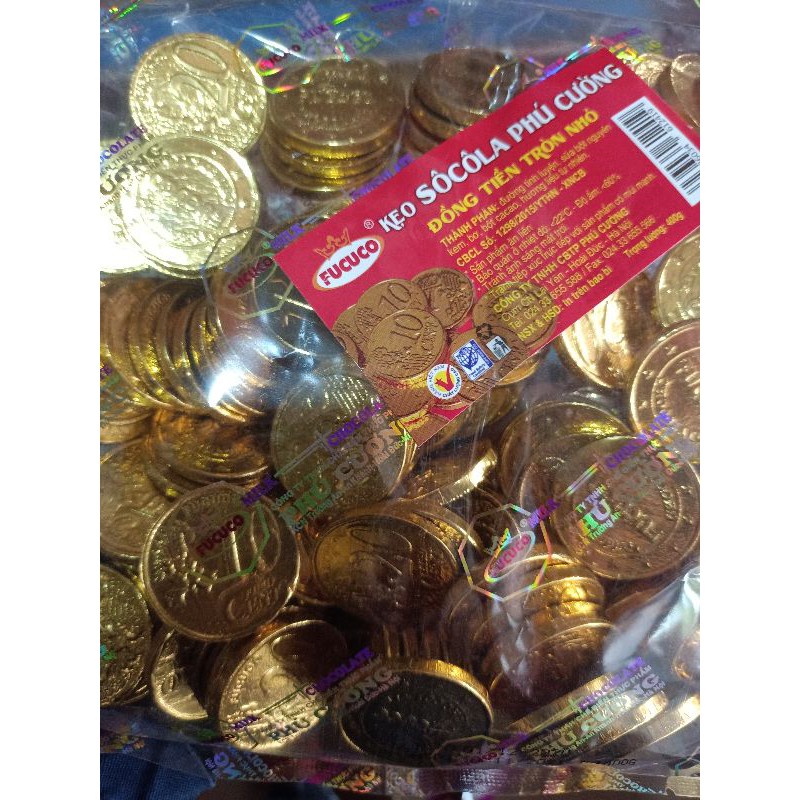 kẹo đồng tiền/dâu tây/dâu tằm/thanh long sô cô la ( phú Cường 300g)