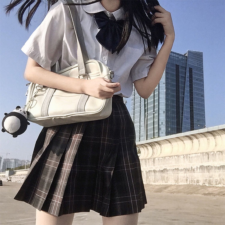 Áo sơ mi đồng phục jk dáng ngắn màu trắng phong cách đơn giản cho nữ sinh