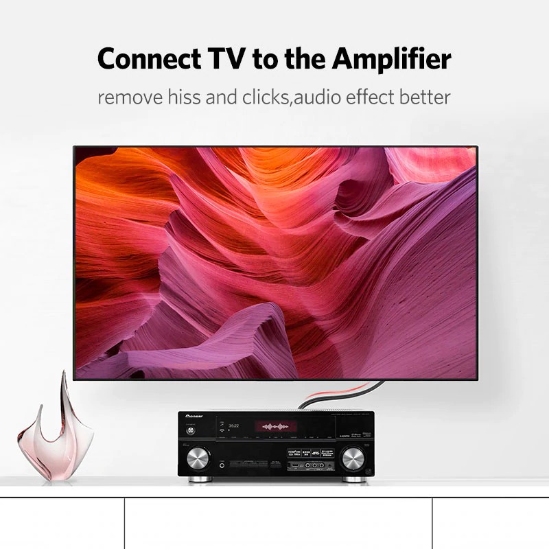 Dây cáp âm thanh mạ vàng chuyển đổi đầu cắm UGREEN 2RCA sang 2RCA cho thiết bị khuếch đại DVD TV
