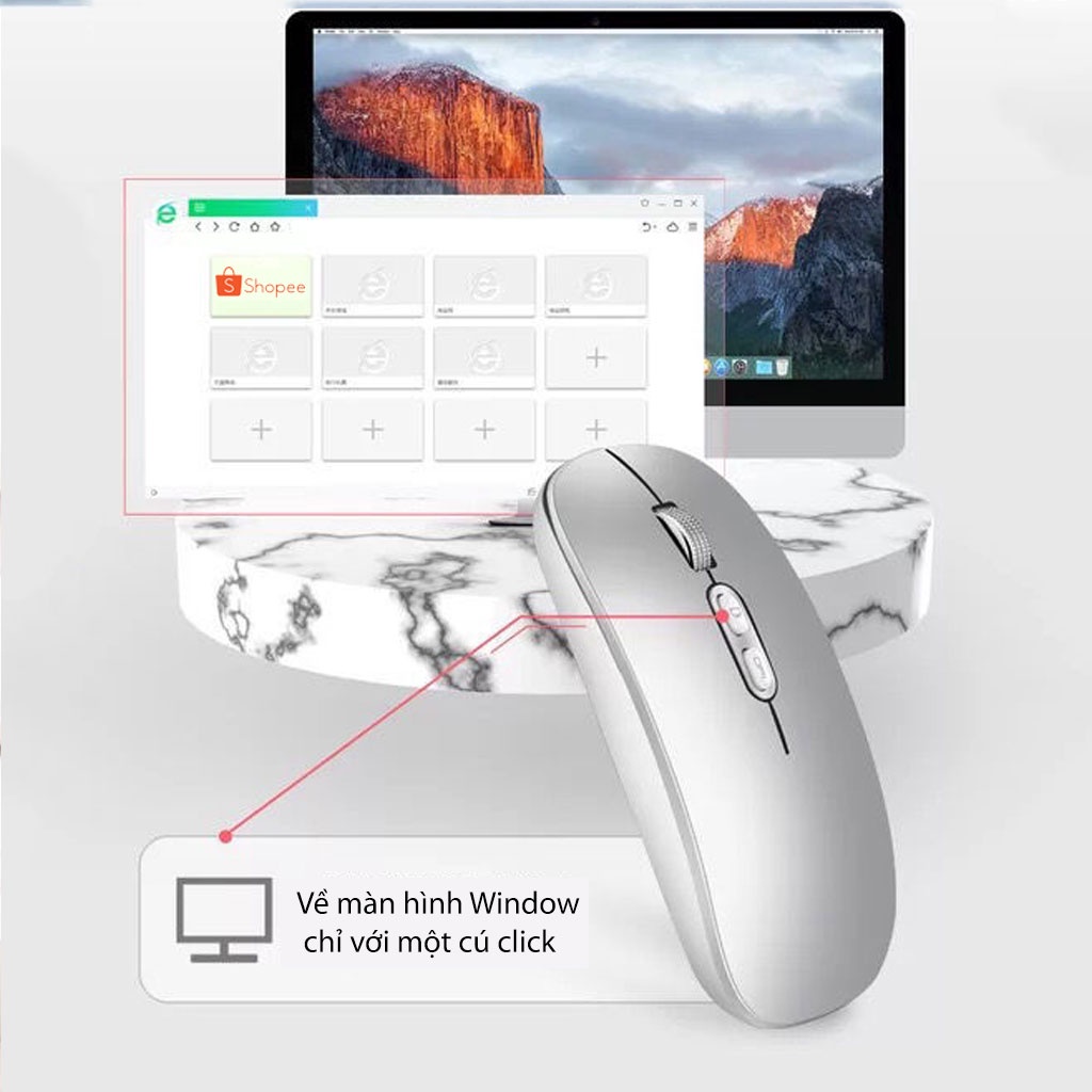 Chuột không dây bluetooth HXSJ M103B sạc pin siêu mỏng không gây tiếng ồn chuyên dùng cho Máy tính, pc, Laptop, Tivi