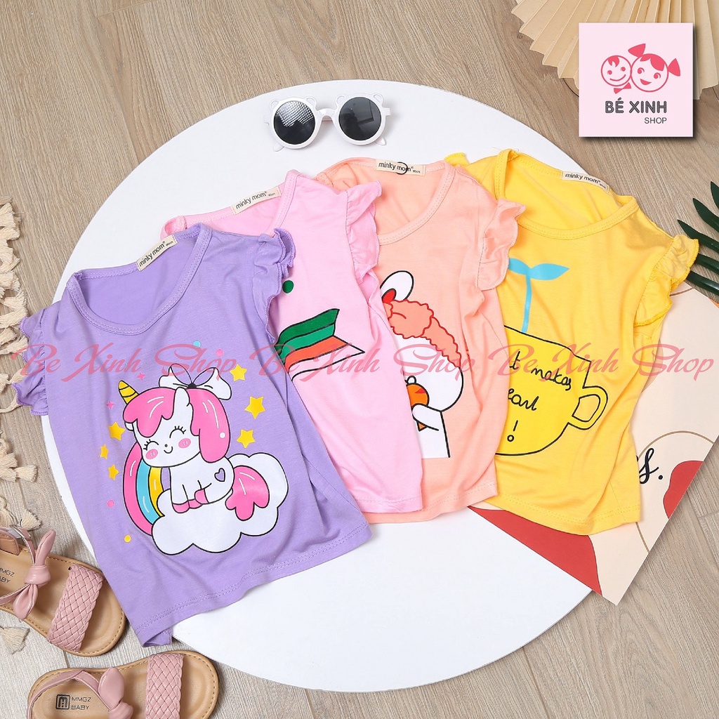 Minky mom Quần áo đồ bộ cộc tay cho bé gái [Săn Sale] Đồ bộ hè minky mom cộc tay chất thun lạnh CÁNH TIÊN cho bé gái