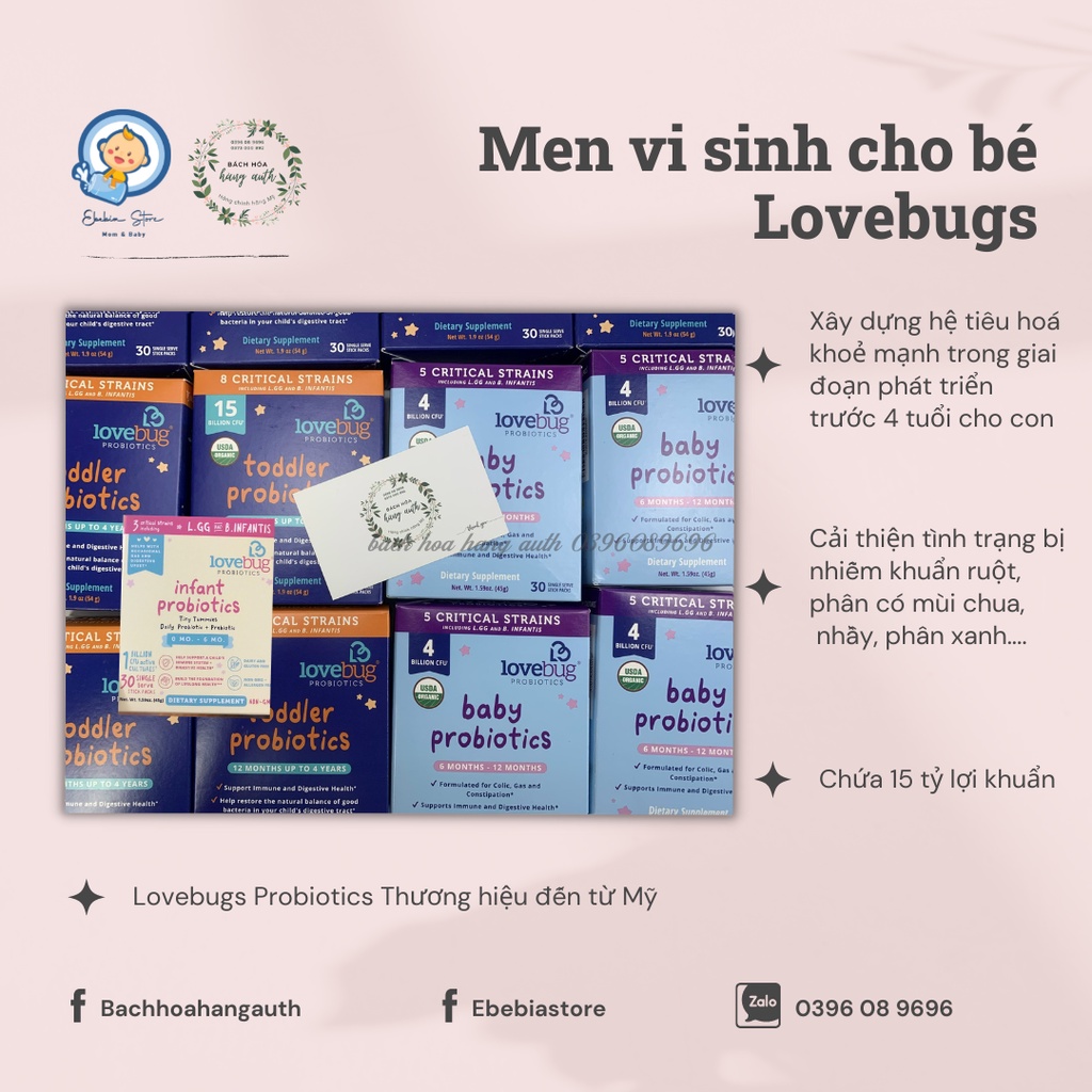 [ Hàng Mỹ ] Men vi sinh LOVEBUG cho bé từ 0 - 4 tuổi chính hãng