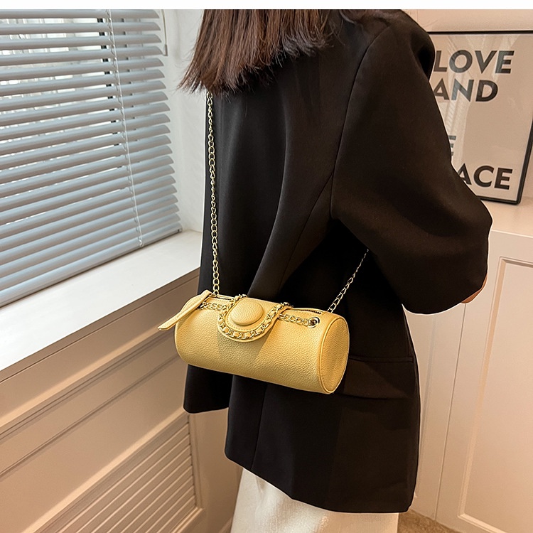 Túi Đeo Vai Hình Trụ Phối Dây Xích Thời Trang Dễ Phối Đồ Cho Nữ