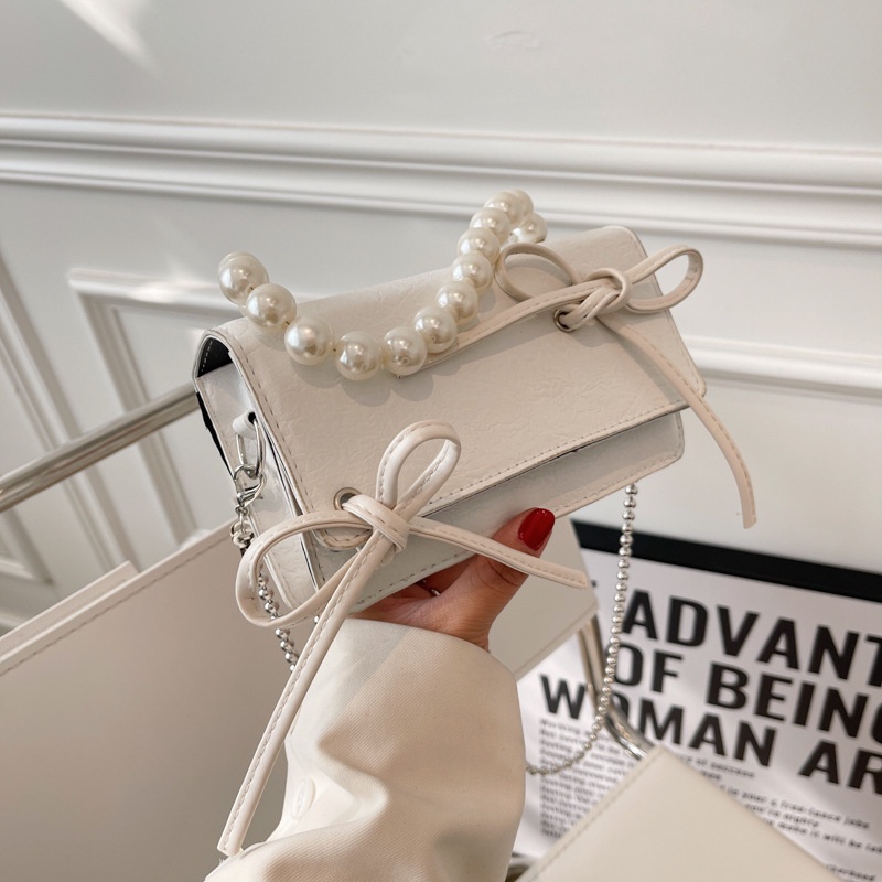 Túi đeo chéo vai IELGY đính hạt ngọc trai giả thời trang dành cho nữ