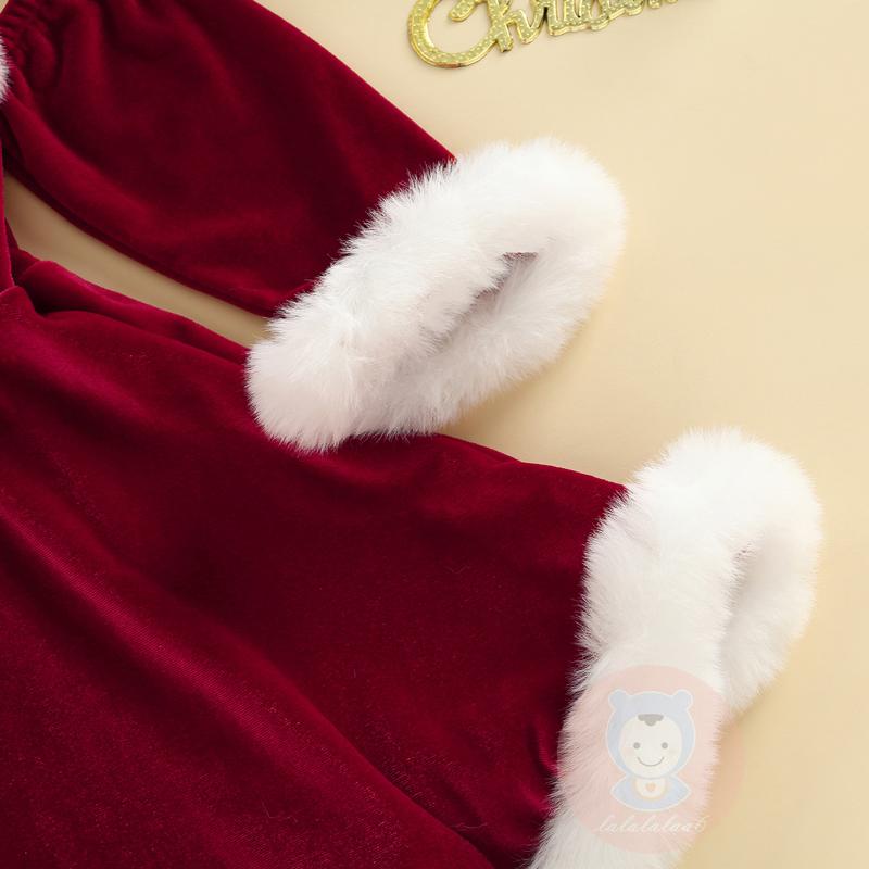 Laa6-đầm Nhung Tay Dài Buộc Dây Hở Lưng Cho Bé Gái