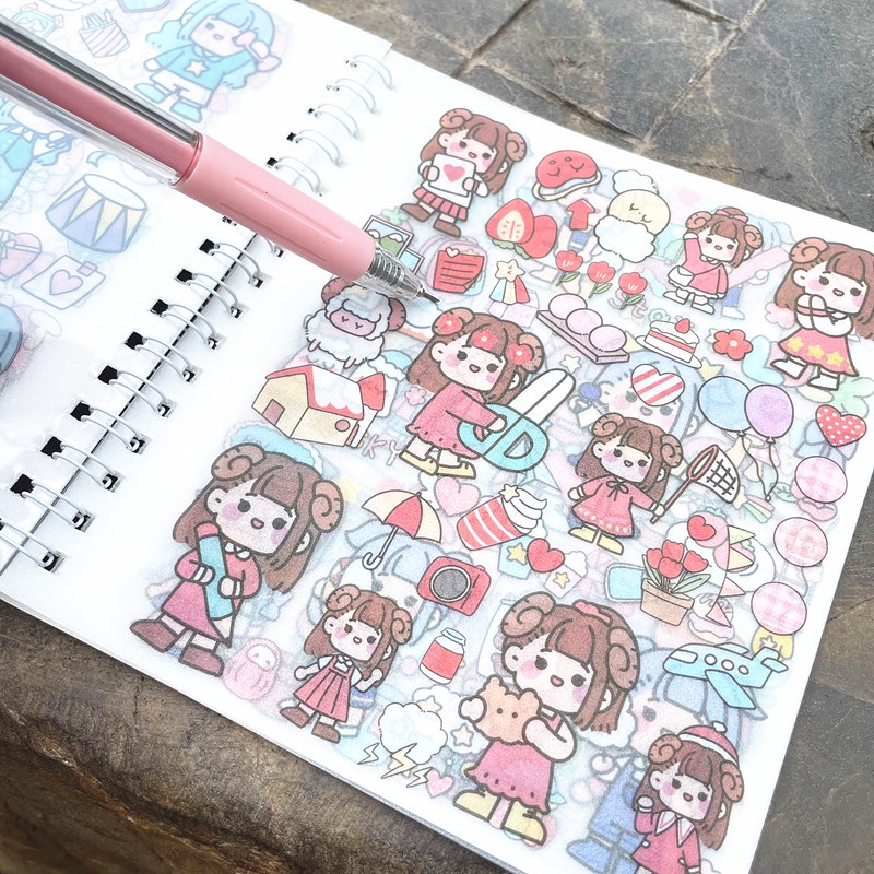 Hộp gồm sổ Sticker đính kèm dao rọc giấy hình bút