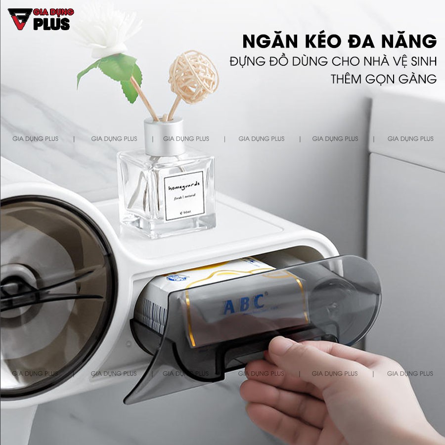 Hộp giấy vệ sinh dán tường cao cấp hai ngăn đa năng ShuangQuing (SQ-5262)