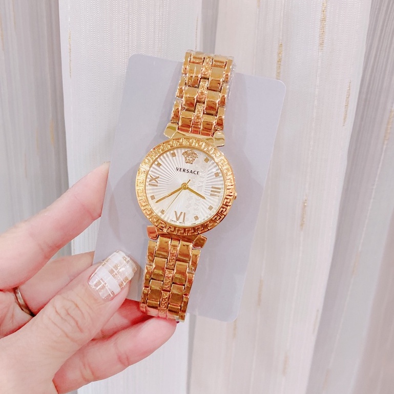 Đồng Hồ Đeo Tay Thời Trang Nữ, Đồng Hồ Đẹp VERSACE Dây Kim Loại Cao Cấp Chống Nước