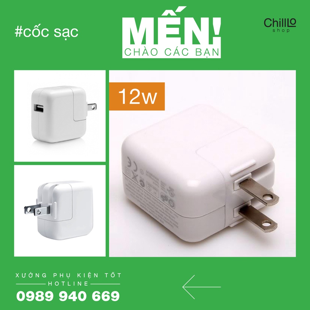 Củ Sạc 12w - Cục Sạc USB 5V-2.4A - Cóc Sạc Nhanh Dành Cho Nhiều Dòng Máy Tính Bảng iPad/Air/1/2/3/5/6/Mini