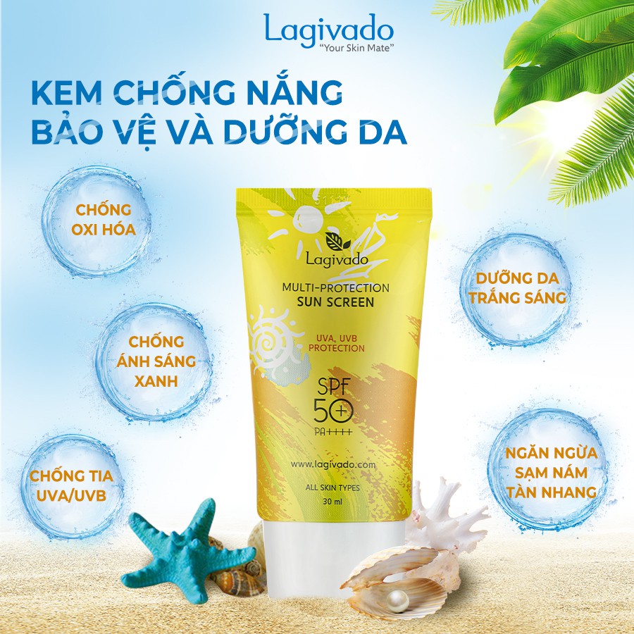 Bộ chăm sóc da mặt Hàn Quốc Lagivado gồm kem chống nắng 30 g và Kem body trắng da 200ml