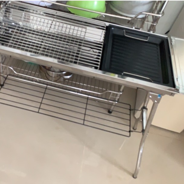 Bếp nướng ngoài trời BBQ Lò nướng than hoa inox cao cấp có thể gấp gọn chân kèm phụ kiện Pehouse Shop